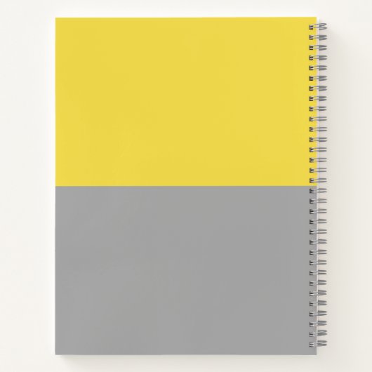 Geel & Grijs Modern Initialen Monogram Notitieboek (Achterkant)