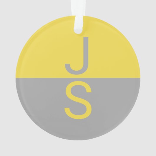 Geel & Grijs Modern Initialen Monogram Ornament (achterkant)