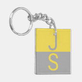 Geel & Grijs Modern Initialen Monogram Sleutelhanger (Voorkant Links)