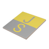 Geel & Grijs Modern Initialen Monogram Tegeltje (Zijkant)