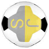 Geel & Grijs Modern Initialen Monogram Voetbal (Gedraaid)