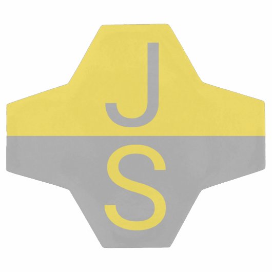 Geel & Grijs Modern Initialen Monogram Voetbal (Enkel)