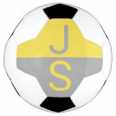 Geel & Grijs Modern Initialen Monogram Voetbal (Voorkant)