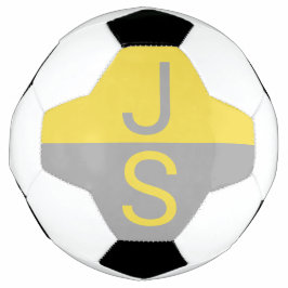 Geel & Grijs Modern Initialen Monogram Voetbal