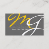 Geel grijs modern monogram visitekaartje (Achterkant)