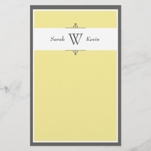 Geel & Grijs Monogram briefpapier (Voorkant)
