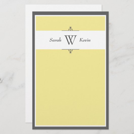 Geel & Grijs Monogram briefpapier (Voorkant / Achterkant)