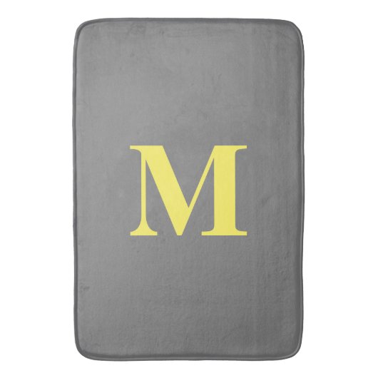 Geel grijs monogram Initiaal Aangepast naamdecor Badmat (Voorkant Verticaal)