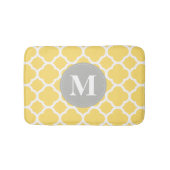 Geel grijs monogram Quatrefoil Patroon Badmat (Voorkant)