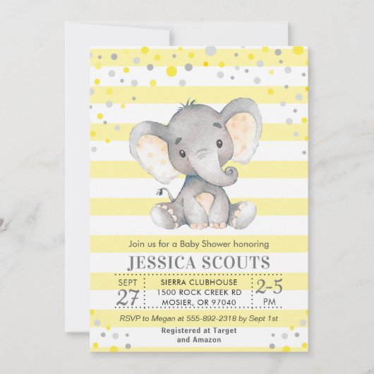 Geel grijs neutraal polardot Baby shower Kaart (Voorkant)