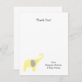 Geel grijs olifant Baby shower Dank u wel Bedankkaart (Voorkant / Achterkant)