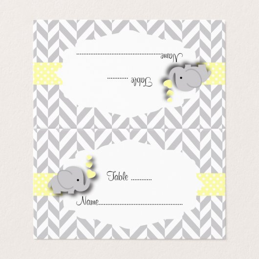 Geel & Grijs Olifant Baby shower | Kaarten plaatse (Buitenkant ongevouwen)