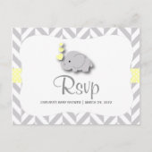 Geel & Grijs Olifant Baby shower - RSVP Uitnodiging Briefkaart (Voorkant)