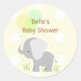 Geel Grijs Olifant Baby shower Stickers