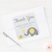 Geel Grijs Olifant Baby shower Stickers, Vierkant Vierkante Sticker (Envelop)