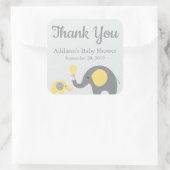 Geel Grijs Olifant Baby shower Stickers, Vierkant Vierkante Sticker (Tas)