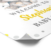 Geel grijs olifant Polka Dot Baby shower Welkom Poster (Hoek)