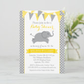 Geel grijs olifant pols bundelend Baby shower Kaart (Staand voorkant)