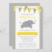 Geel grijs olifant pols bundelend Baby shower Kaart (Voorkant / Achterkant)