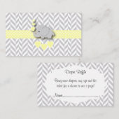 Geel Grijs Olifanten Baby shower Luier Raffle Informatiekaartje (Voorkant / Achterkant)