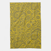 Geel & Grijs  Paisley Damasks Theedoek (Verticaal)
