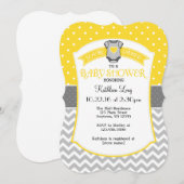 Geel Grijs Polka Dot Chevron Baby shower Uitnodige Kaart (Voorkant / Achterkant)