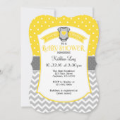 Geel Grijs Polka Dot Chevron Baby shower Uitnodige Kaart (Voorkant)