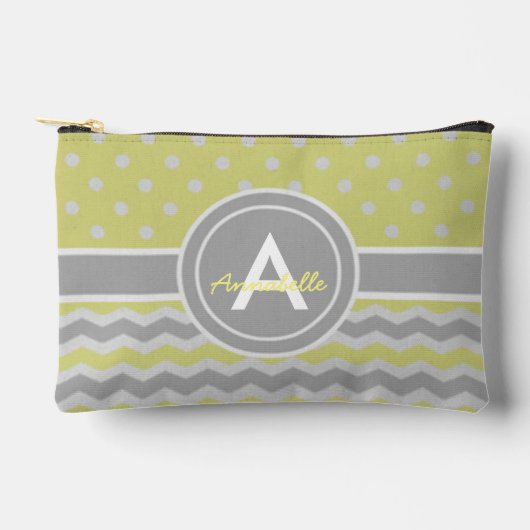 Geel grijs Polka Dot Chevron Etui (Voorkant)
