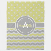 Geel grijs Polka Dot Chevron Fleece Deken (Voorkant)
