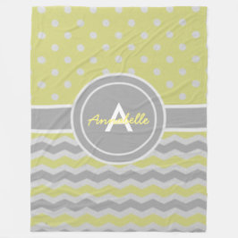 Geel grijs Polka Dot Chevron Fleece Deken
