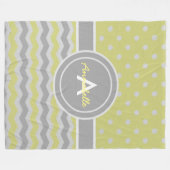 Geel grijs Polka Dot Chevron Fleece Deken (Voorkant (Horizontaal))