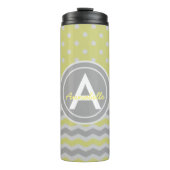 Geel grijs Polka Dot Chevron Thermosbeker (Voorkant)