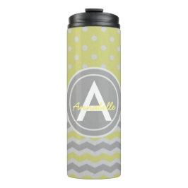 Geel grijs Polka Dot Chevron Thermosbeker