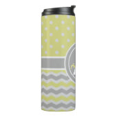 Geel grijs Polka Dot Chevron Thermosbeker (Gedraaid links)