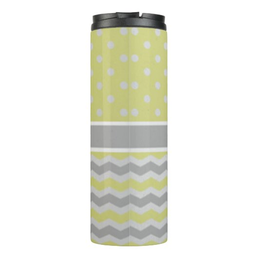 Geel grijs Polka Dot Chevron Thermosbeker (Achterkant)