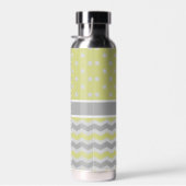 Geel grijs Polka Dot Chevron Waterfles (Rechts)