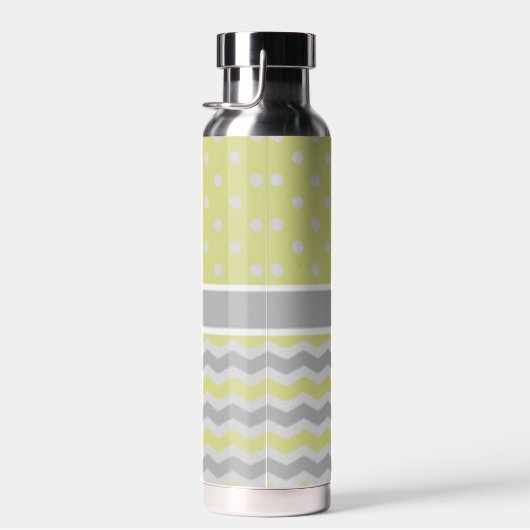Geel grijs Polka Dot Chevron Waterfles (Rechts)