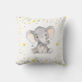 Geel Grijs Polka Dot Olifant Baby shower Kwekerij Kussen (Voorkant)