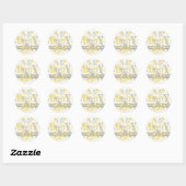 Geel & Grijs Polka Dots Baby shower Ronde Sticker (Vel)