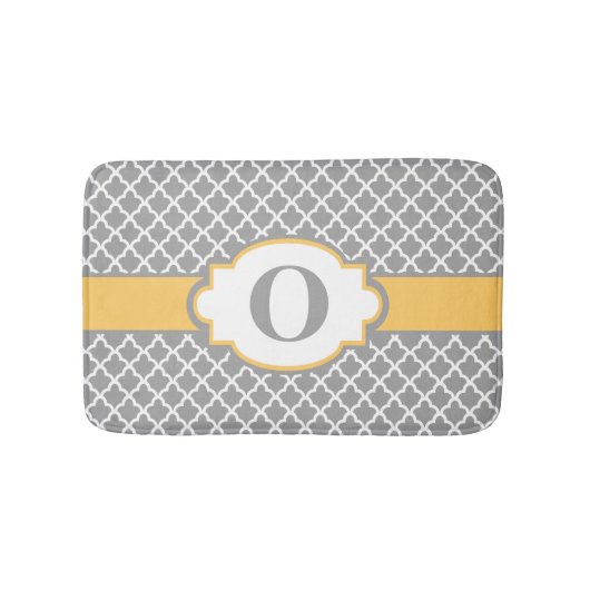 Geel grijs Quatrefoil Monogram Bathmat Bath Mats Badmat (Voorkant)