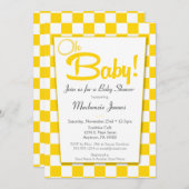 Geel grijs Retro 50s Diner Baby shower Kaart (Voorkant / Achterkant)