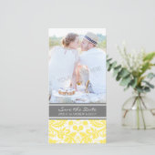 Geel Grijs Save the Date Wedding Foto Kaarten (Staand voorkant)
