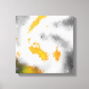 Geel grijs sinaasappel groen wit zwart abstract pi canvas afdruk