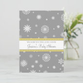 Geel Grijs Sneeuwkerstaangepast Baby shower Kaart (Staand voorkant)