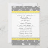 Geel Grijs Sneeuwkerstaangepast Baby shower Kaart (Achterkant)