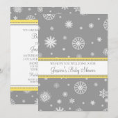 Geel Grijs Sneeuwkerstaangepast Baby shower Kaart (Voorkant / Achterkant)