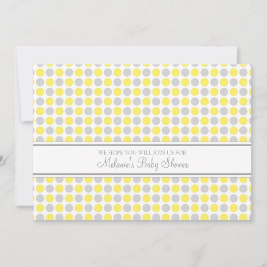 Geel grijs Stip Aangepaste babydouches Kaart (Voorkant)