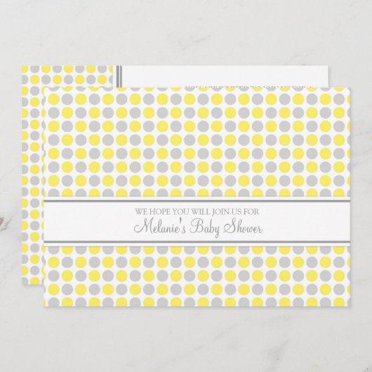 Geel grijs Stip Aangepaste babydouches Kaart (Voorkant / Achterkant)