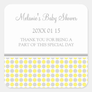 Geel grijs Stip Baby shower voor toeristen Vierkante Sticker