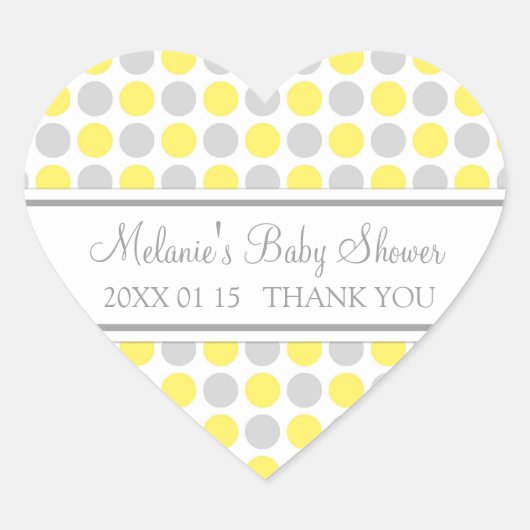 Geel Grijs Stippen Baby shower Favor Stickers (Voorkant)